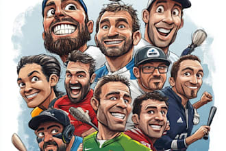 do sports caricature, football, rugby, basketball, baseball