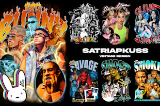 design a crazy vintage style bootleg rap tee for you