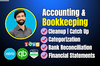 do bookkeeping, cleanup and reconciliation in quickbooks, xero, zoho books