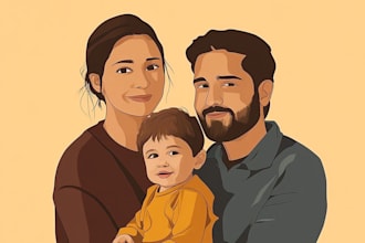 minimalistic vector portrait for your family