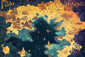 make fantasy map illustration for dnd, novels and games