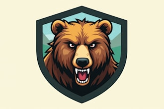 design realistic bear head esport mascot logo in my style