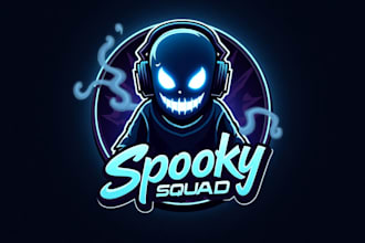 make different spooky gaming squrd mascot logo design with express delivery