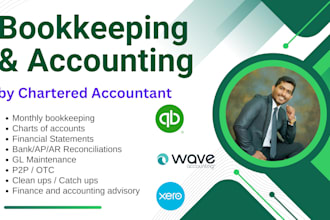 bookkeeping, accounting in xero, quickbooks, wave