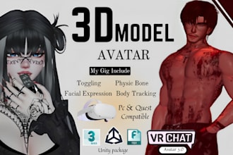 create 3d custom vrchat avatar nsfw furry 3d anime model vrc character vr avis