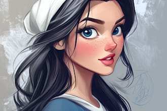 draw you a beautiful portrait in disney cartoon