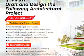 design warehouse shop or office building plans with permit drawings