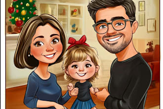 family or couple cartoon caricature portrait