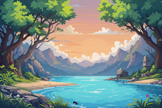 create 2d game concept art background and environment