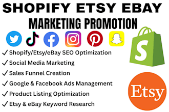 boost shopify etsy ebay products SEO marketing promotion traffic ads sales