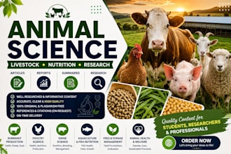 write animal science, livestock and nutrition content