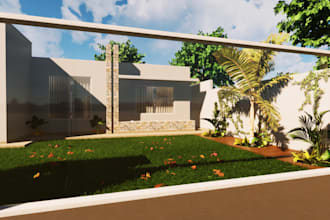 design front and backyard landscape, patio, hot tub, garden render, pergola,deck