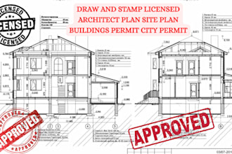 draw and stamp licensed architect plan site plan buildings permit city permit