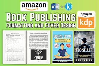 book publishing, kindle paperback formatting, and cover design