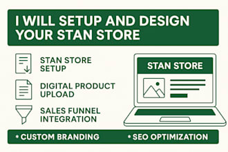 setup and design  stan store upload digital products to your stan store