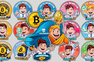 create crypto memecoin animated GIF stickers telegram stickers cartoon stickers