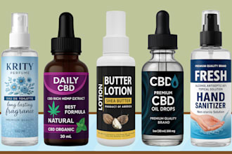 do product label for perfume, cosmetic,dropper,box,bottle,hemp,cbd, sanitizer