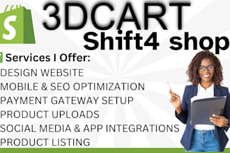design shift4shop or 3dcart website squarespace shopee shopify store shift4shop