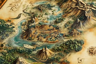 create a beautiful fantasy map in 4k for you