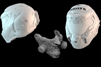 sculpt 3d helmet, 3d mask, cosplay armor for 3d printing