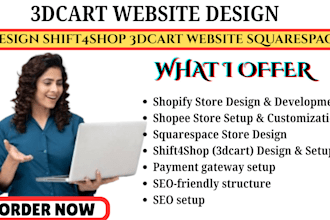design shift4shop 3dcart website squarespace shopee shopify store