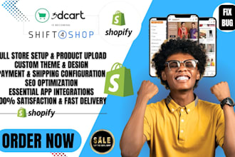 design custom store website with shift4shop 3dcart shopify shopee squarespace