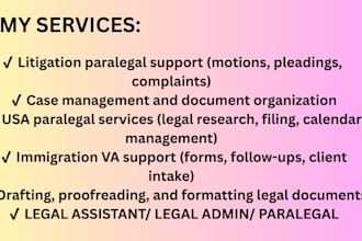 be lawyer, litigation paralegal, usa paralegal, case manager,  immigration va