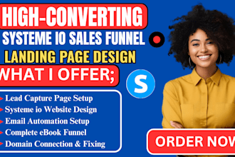 create systeme io sales funnel, landing page, system io online course website