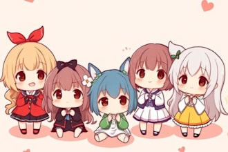draw a custom chibi pngtuber chibi character mascot twitch emotes chibi emotes