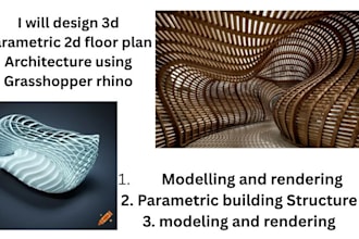 design 3d parametric 3d model with grasshopper and rhinoceros, engineering