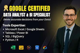be your expert data analyst using power bi, excel, tableau