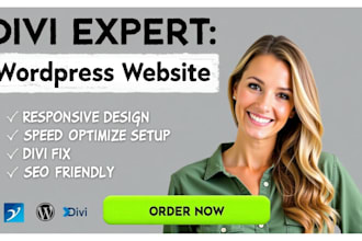 design a responsive wordpress website with divi, elementor, or kadence pro