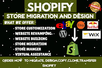 migrate copy clone redesign shopify transfer etsy wix wordpress to shopify