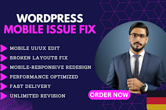 fix mobile website usability issues in wordpress, responsive website modern uiux
