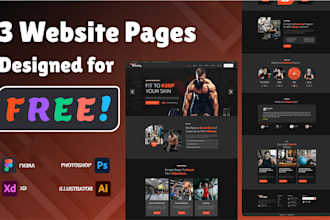 design gym figma website, uiux pages, xd mockup, responsive web design in figma