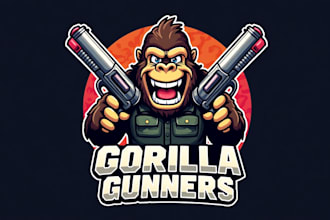 design eye catchy gorilla gunner mascot logo  in 12 hours