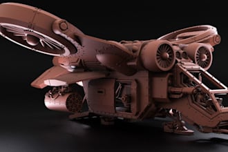 design spaceship 3d ship stl for 3d printing, ufo, 3d starship aircraft interior