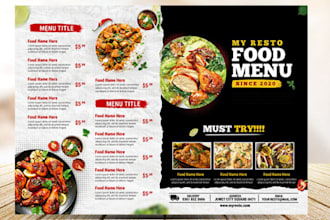create in 24hrs an attractive food menu design digital menu restaurant menu