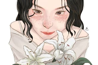 draw a beautiful semi realistic portrait illustration