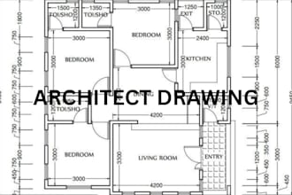 draw autocad 2d floor plan and architectural drafting works