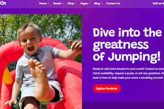 design bounce house rental website kids party website event rental website