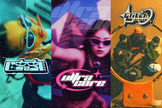 do highly creative y2k logo  in retro futuristic style