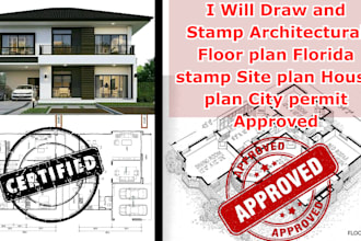 draw architectural floor plan, florida stamp, city permit, site plan, house plan