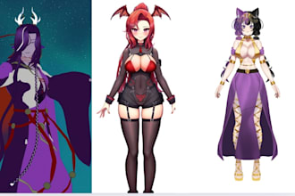 draw and rig 2d vtuber model, anime art, prprlive oc live2d for vtuber studio
