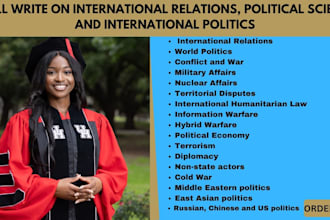 write on international relations, political science and international politics