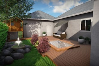design 3d landscape design of your garden, backyard, pool, deck, terrace,hot tub