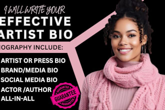 write you eye catchy artist bio or music press release or artist and brand