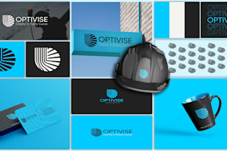 design a modern, tech, geometric, and elegant logo with full brand identity
