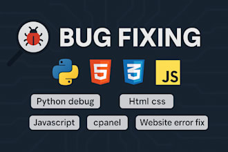 debug python c code, html css javascript, fix errors, and optimize your project