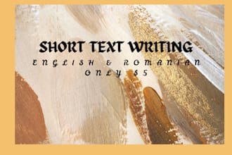 write clear and short texts in english or romanian for any purpose